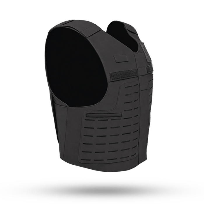 Tactical Outer Carrier in Full Laser-Cut in Black Angled View