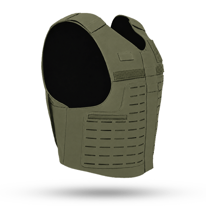 Tactical Outer Carrier in Full Laser-Cut in Ranger Green Angled View