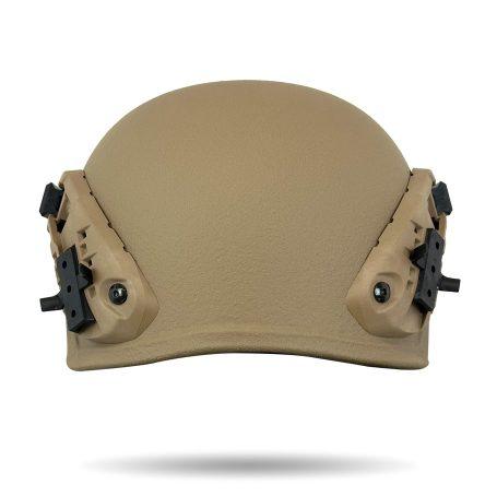 401 Ballistic Helmet with rails - Tan color - Back view - High Cut