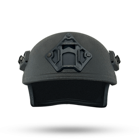 Rhone Helmet Front view with Rails and Shroud