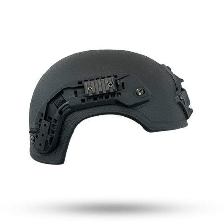 Rhone Helmet Side View with Rails and Shroud