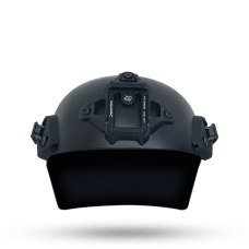 Tactical Bump Helmet Black with Rails and Shroud Front View Slate Solutions